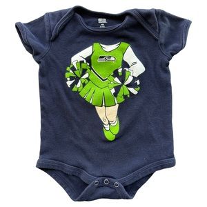 Seahawks Cheerleader Cotton Onesie Navy Blue & Green Size 18 Month